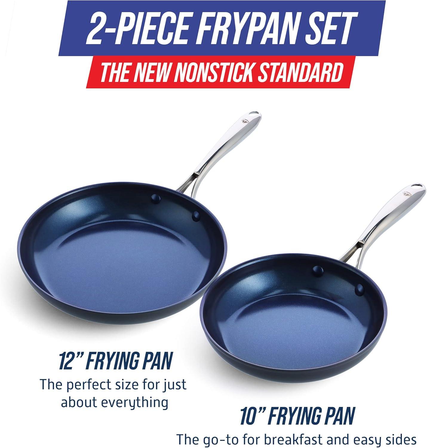 Blue Diamond Hard Anodized Nonstick 2pc Fry Pan Set, 10" & 12"