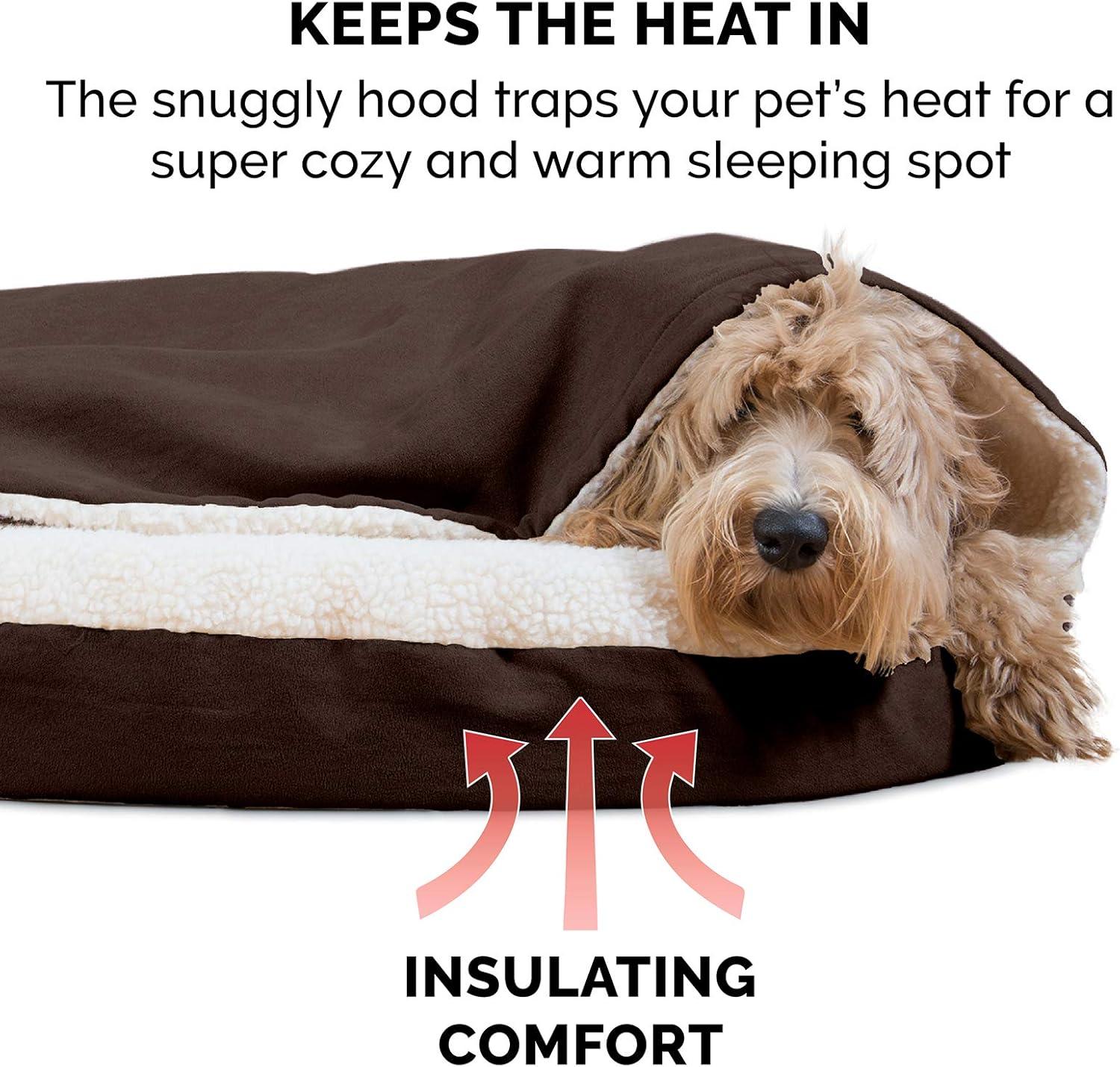 FurHaven Faux Sheepskin Round Hooded Orthopedic Dog Bed