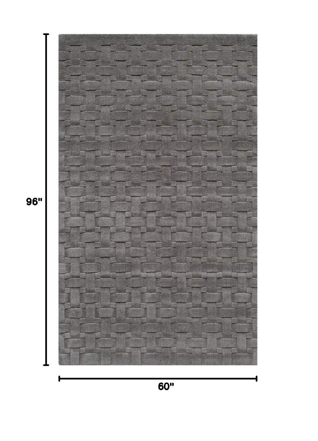 Ivory Basketweave 100% Wool Area Rug 5'x8' - Momeni