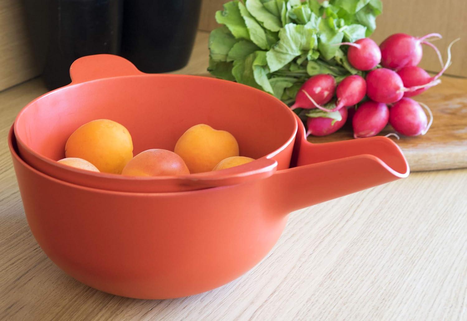 Tomato Red Bamboo Small Bowl and Colander Set