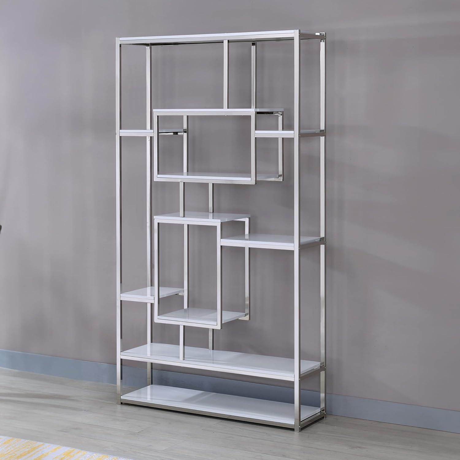 Alize Metal Modern Artsy styled Gray Finished Bookcase with Shelves