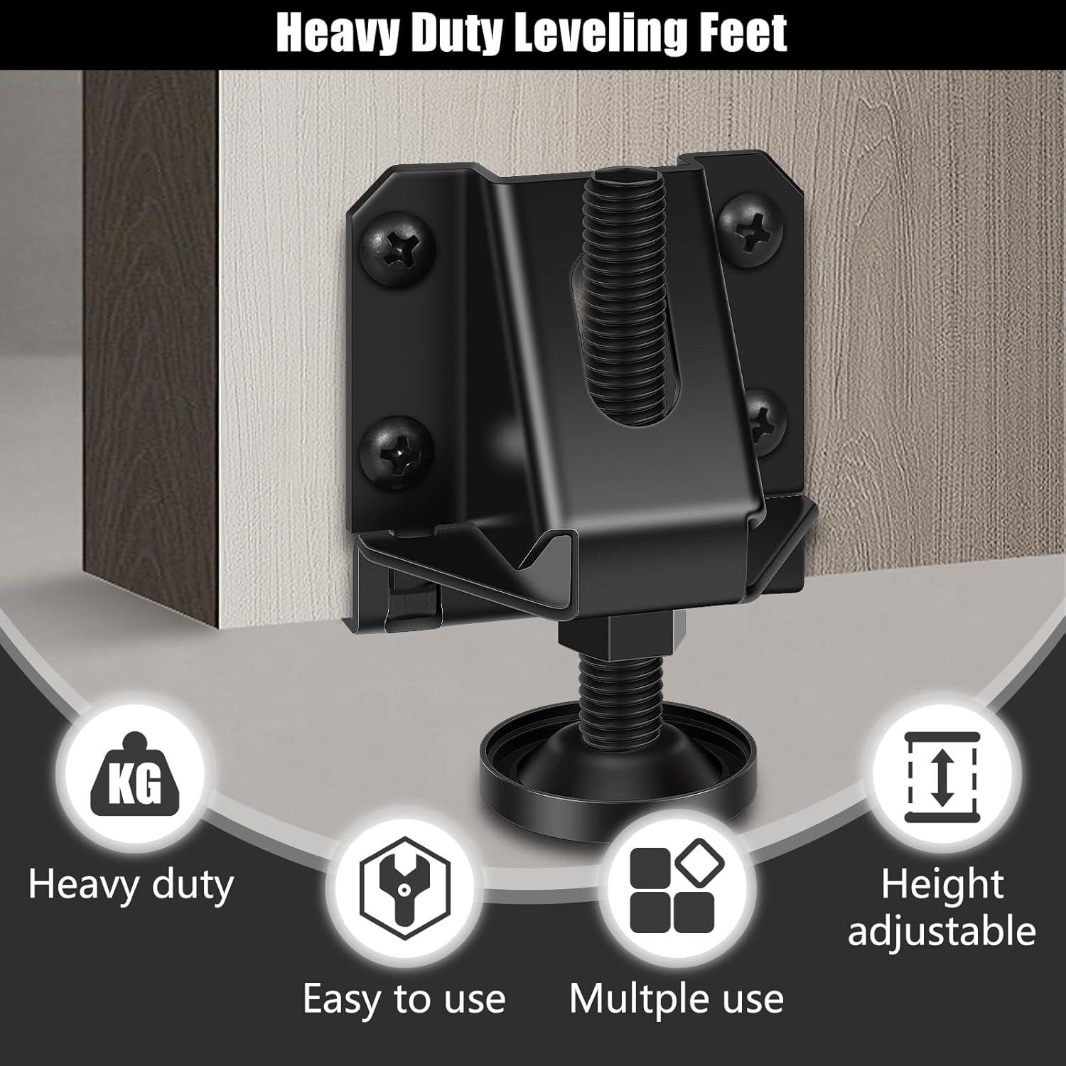 4 Pack Folding Shelf Brackets, Heavy Duty Lock Extension Support Black Folding Table Legs, Adjustable Furniture Legs for Table Bed Leg Cabinets, Workbench, Foldable Bracket