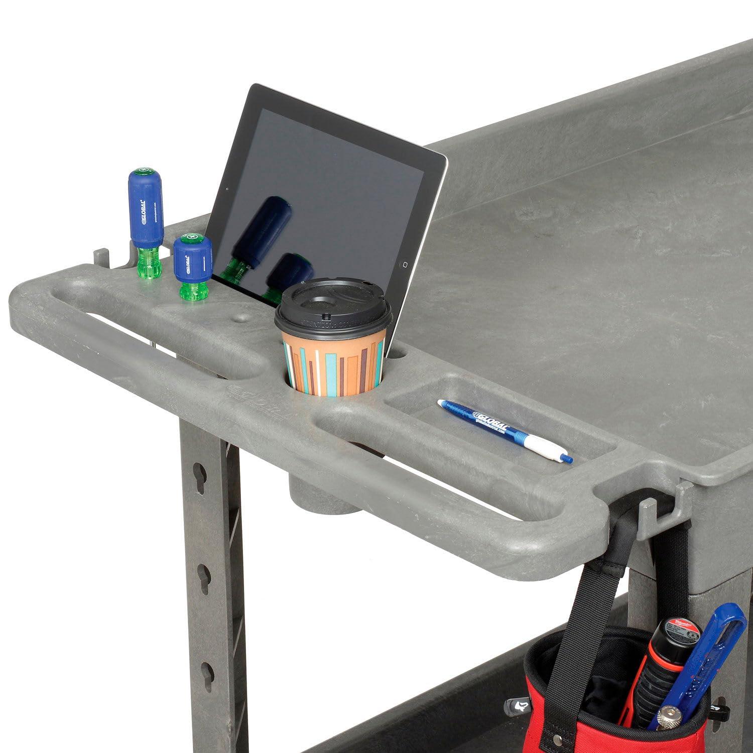 Plastic 3 Tray Shelf Industrial Strength Service & Utility Cart, 44” x 25-1/2”, 8" Pneumatic Wheels