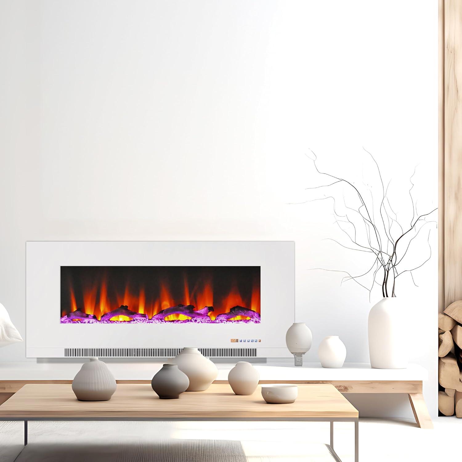 Cambridge Cambridge Wall Mount Electric Fireplace Heater with Remote Control for Indoor Use in Living Room, Bedroom, Home Office