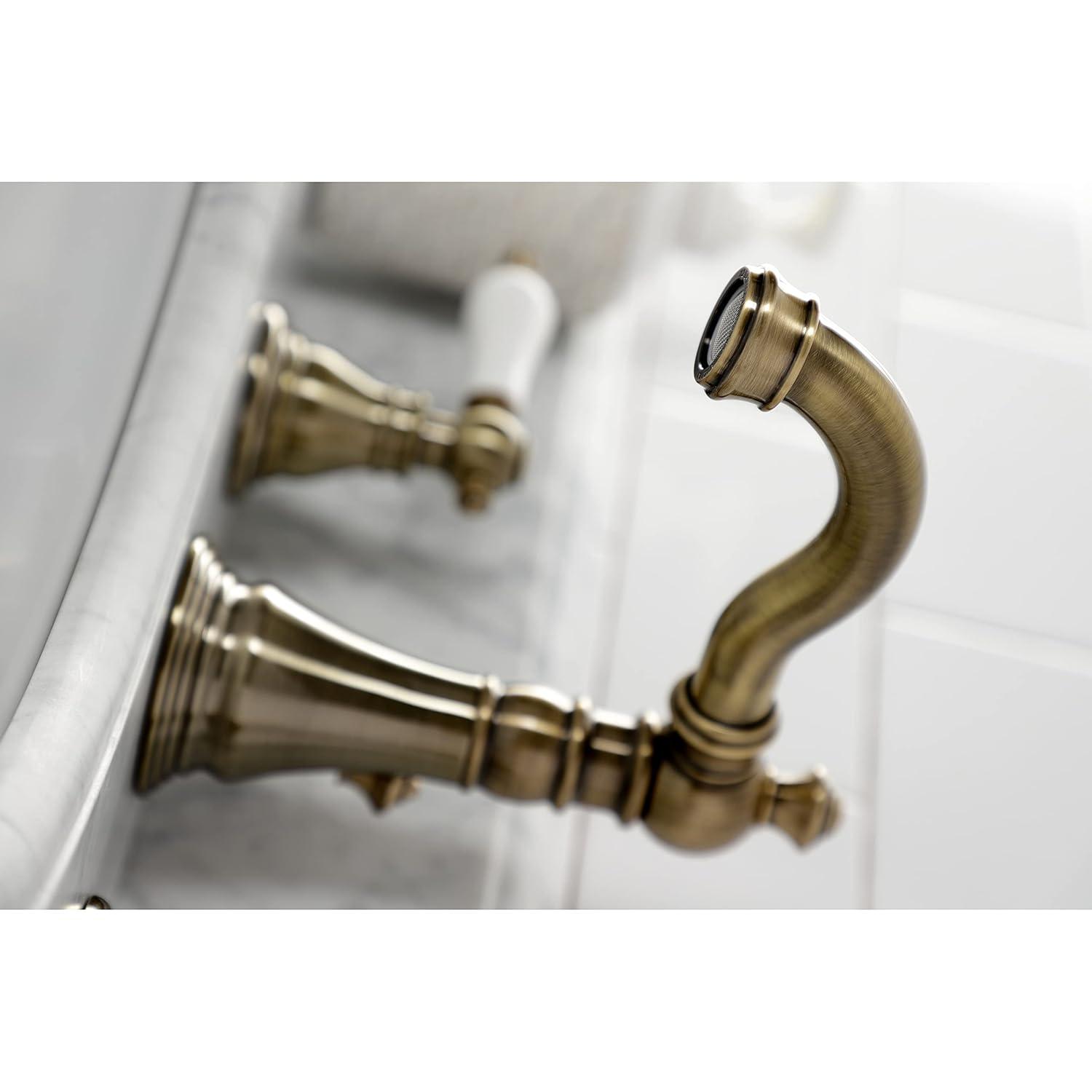 Kingston Brass Kingston Brass American Patriot Two-Handle 3-Hole Deck Mount Widespread Bathroom Faucet with Brass Pop-Up Drain FSC1979APL