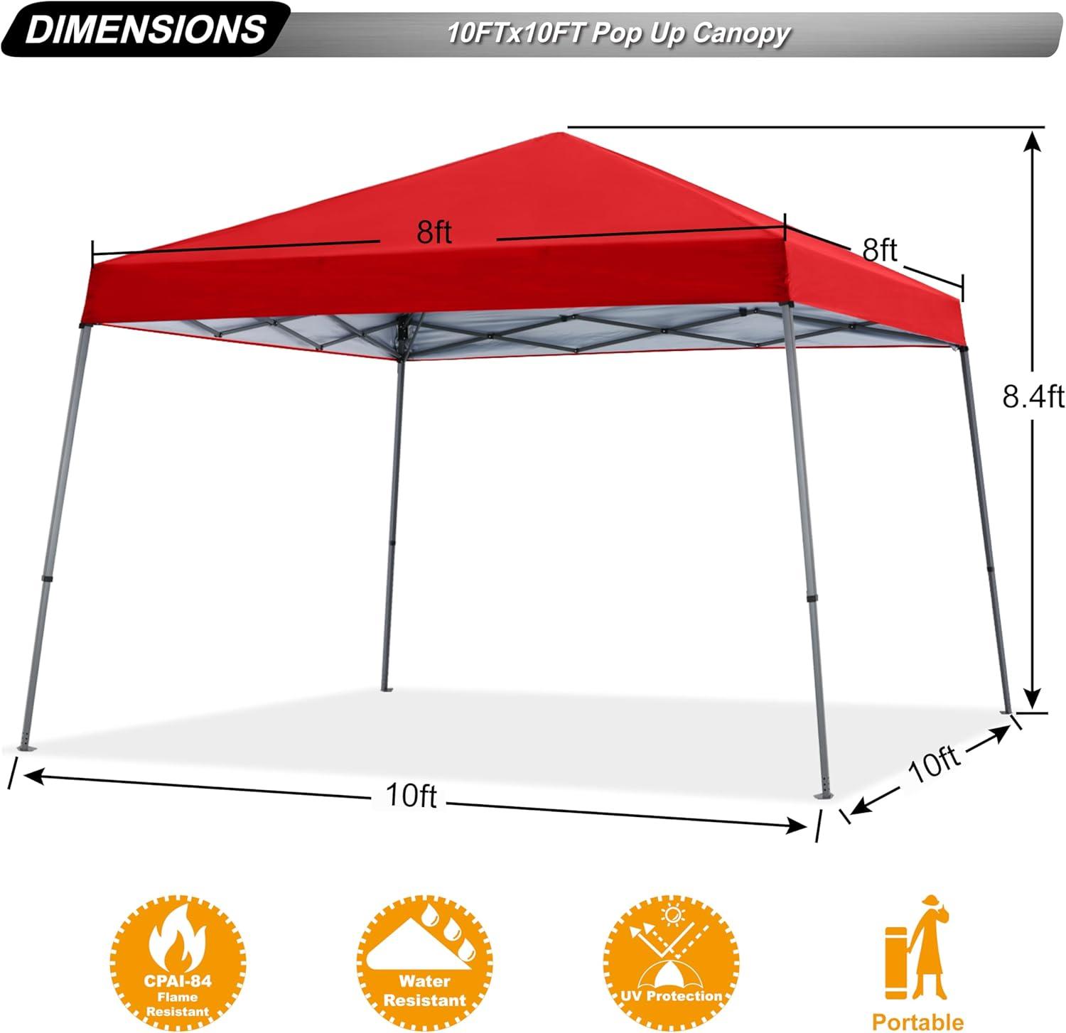 Red 10x10 Steel Frame Pop-Up Canopy Tent