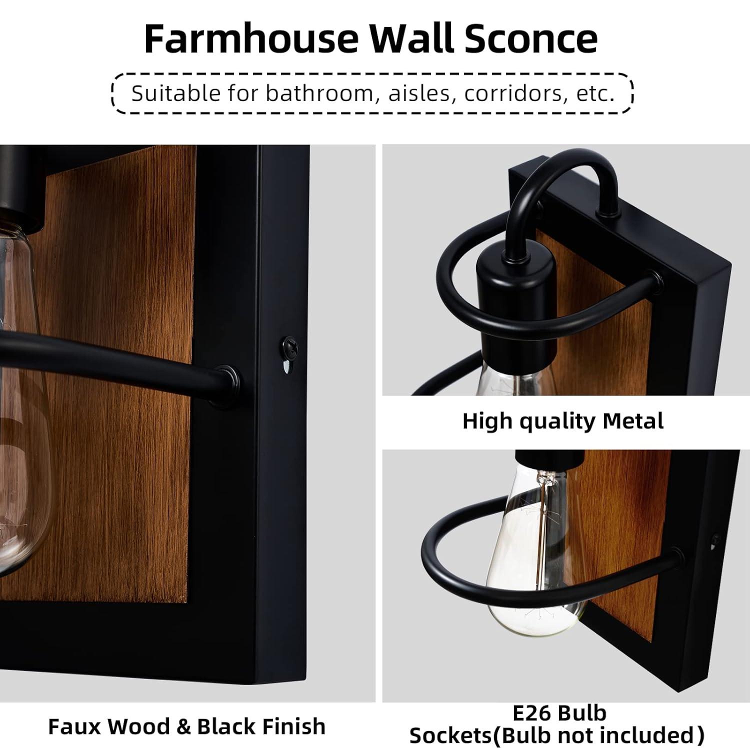 Pynsseu Dimmable 2-Light Matte Black Indoor Wall Sconces (2 Count)