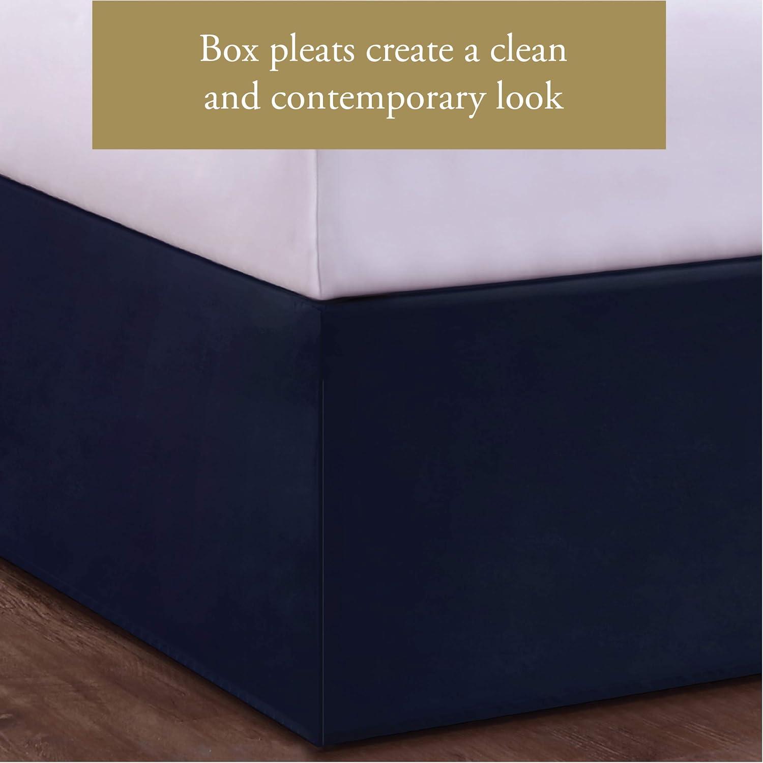 Luxury Hotel Microfiber Tailored Style Bed Skirt with Classic 14 Inch Drop Length, Twin, Navy