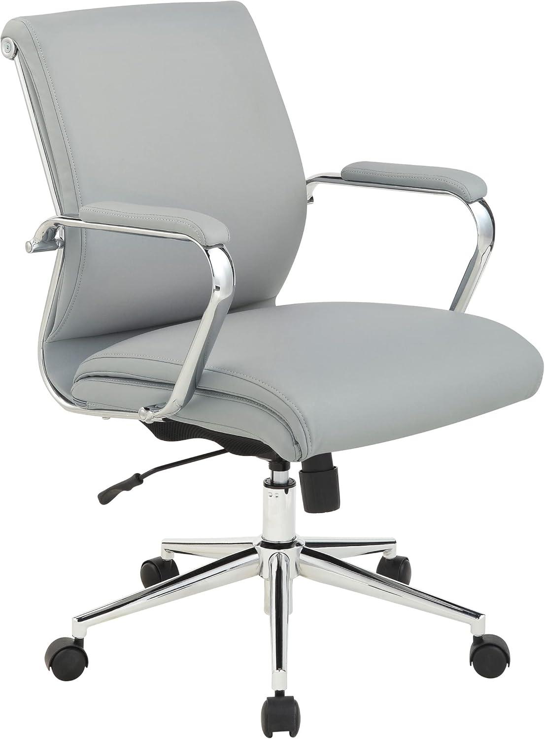 Mid Back Manager's Chair with Dillon Steel Gray Fabric and Chrome Base