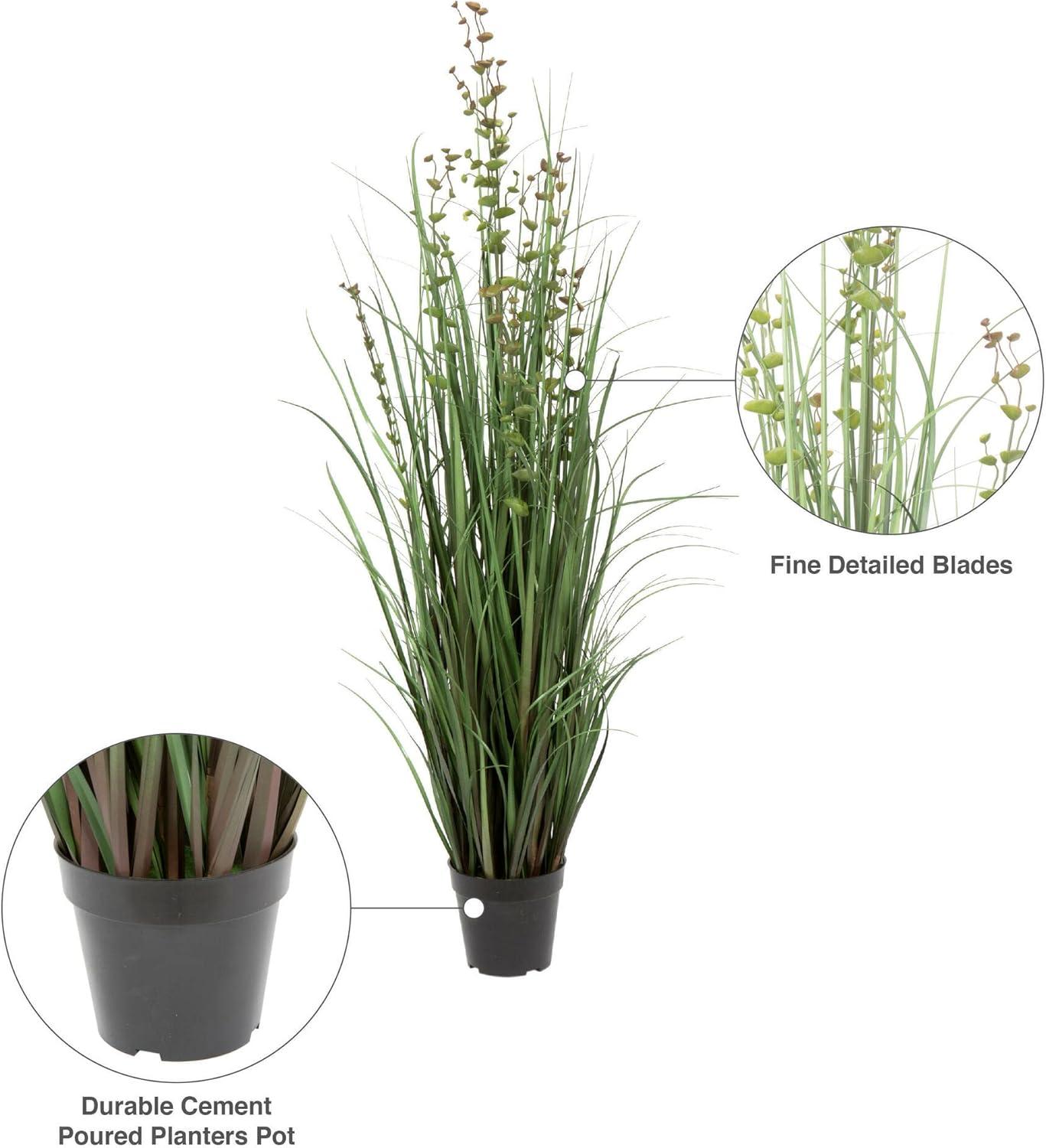 Artificial Eucalyptus Grass Potted (48") - Vickerman: Lifelike Indoor Faux Plant Decor, PVC Material, Round Black Plastic Pot