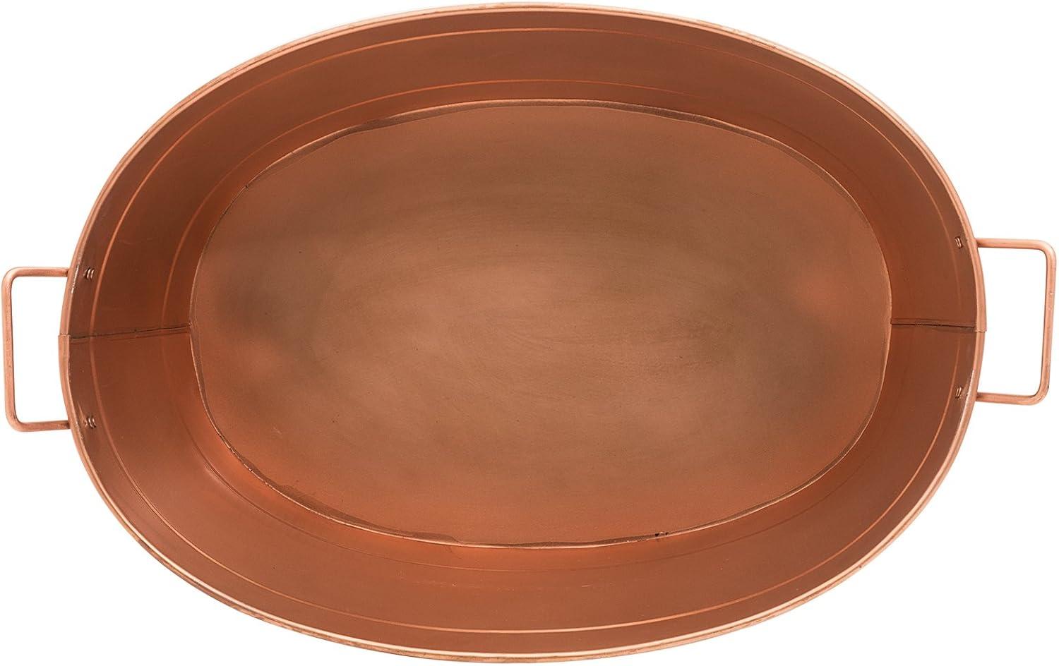 15" Oval Galvanized Tub with Side Handles Copper Plated - ACHLA Designs: Versatile Basin, Decorative Tray