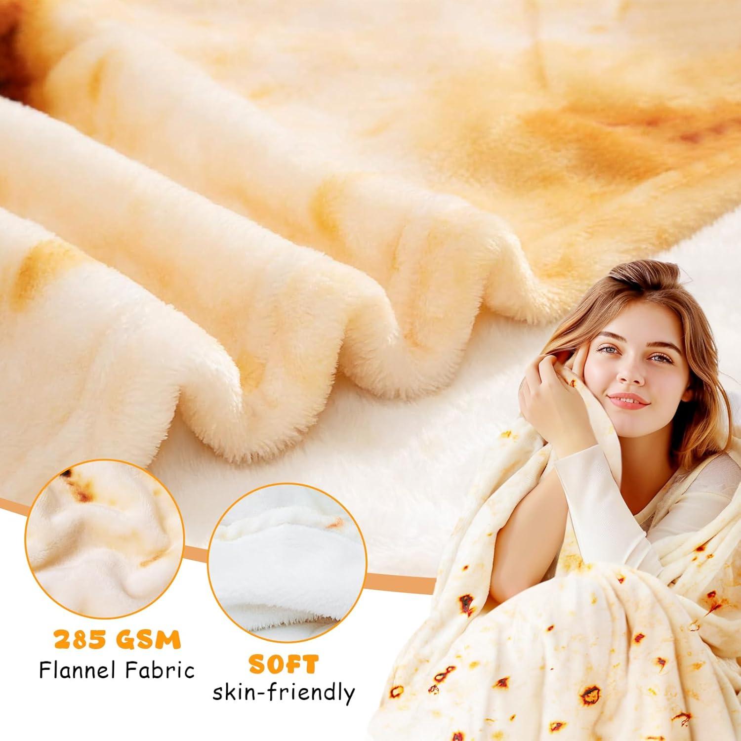 Oversized Round Tortilla Fleece Throw Blanket