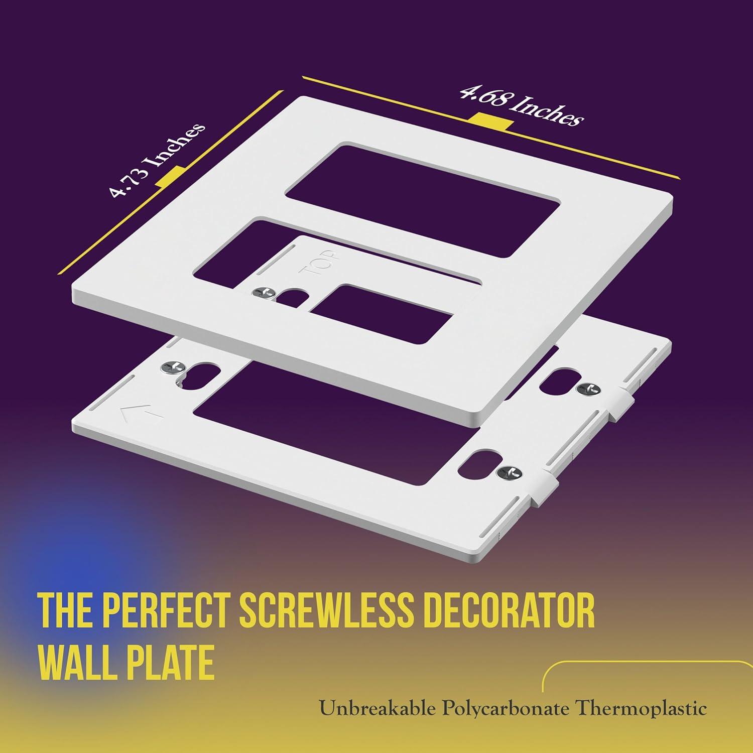 ENERLITES Screwless Decorator Wall Plate, Child Safe Outlet Covers, Size 2-Gang, Unbreakable Polycarbonate Thermoplastic, SI8832-W, Glossy, White, 5 Count