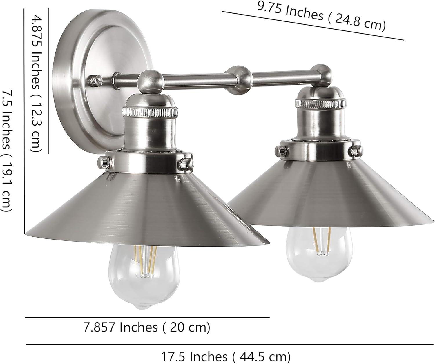 July 17.5 in. 2-Light Nickel Metal Vanity Light