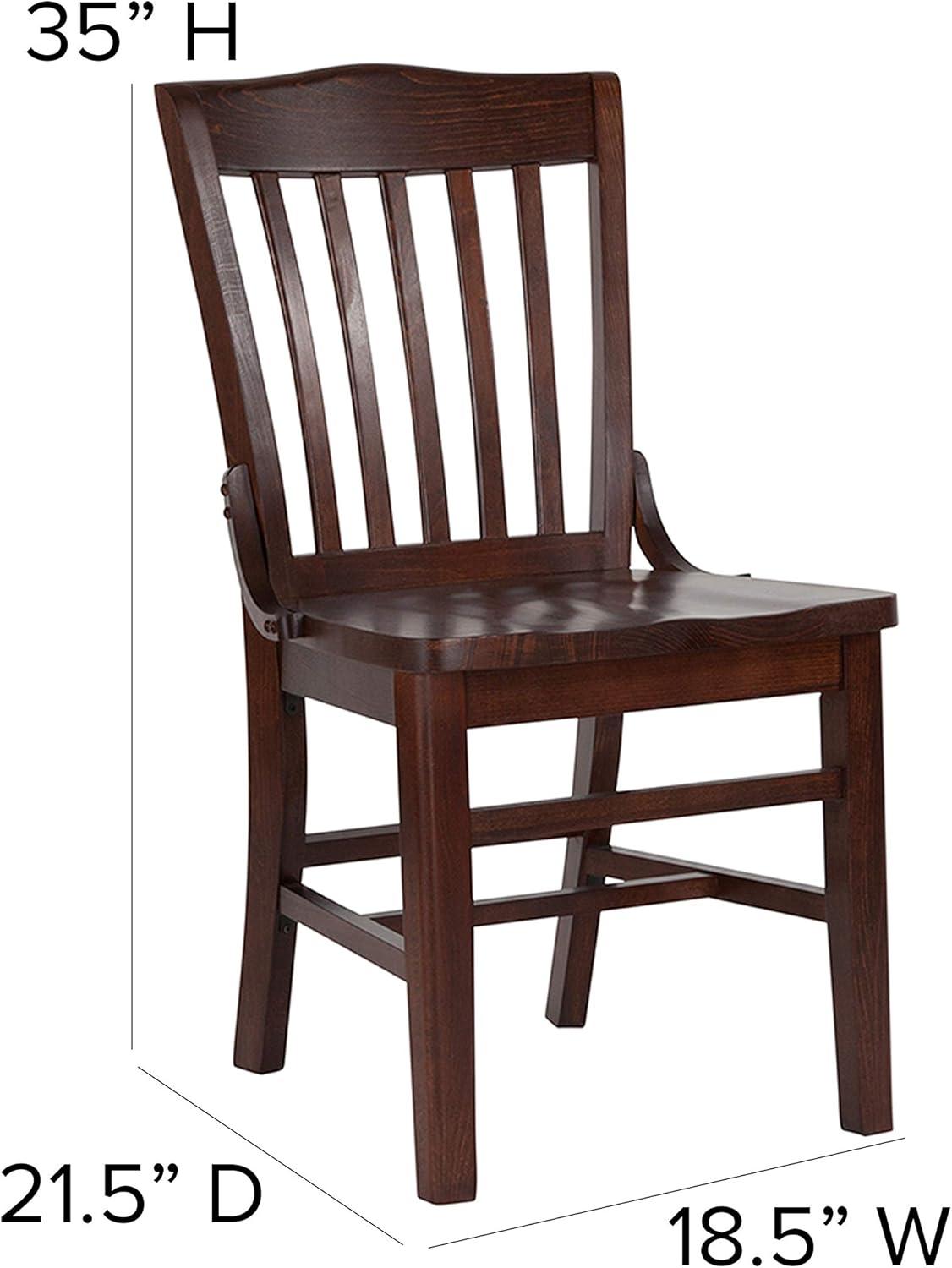 Traditional Walnut Wood Slat Back Dining Chair