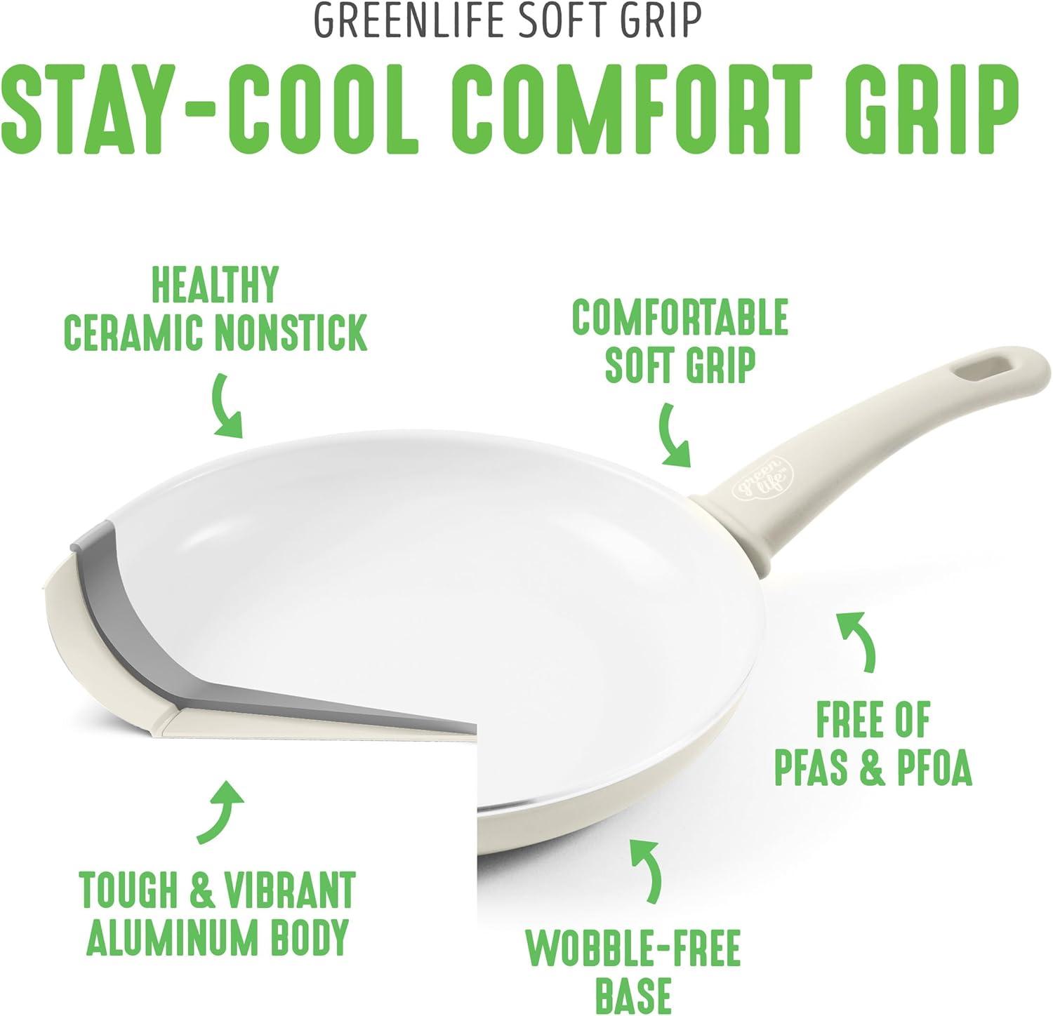 Soft Grip 16-Piece Aluminum Healthy Ceramic Nonstick Cookware Set in Cream