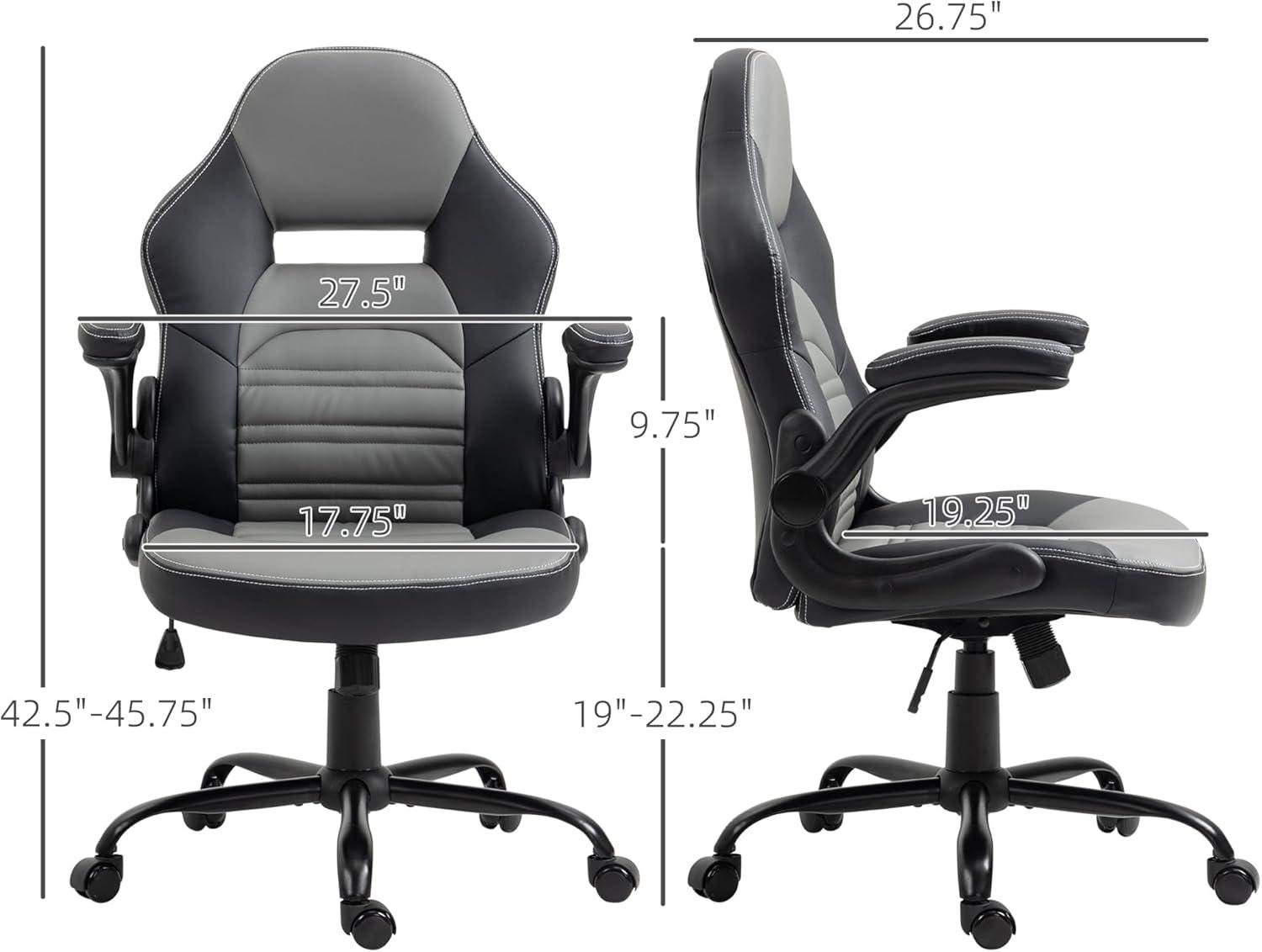 Vinsetto Ergonomic Gaming Chair, Racing Style Computer Chair, Executive Home Office Desk Chair with Faux PU Leather, Tilt, Swivel Wheels, Black / Gray