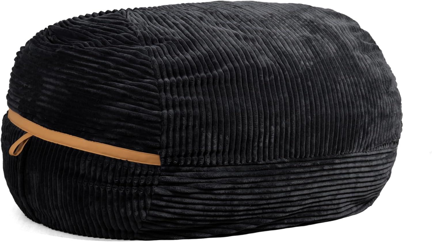 Big Joe Foam Filled Bean Bag Chair with Removable Cover, Corded Plush, Vegan Leather Accents, Medium to XXL Size