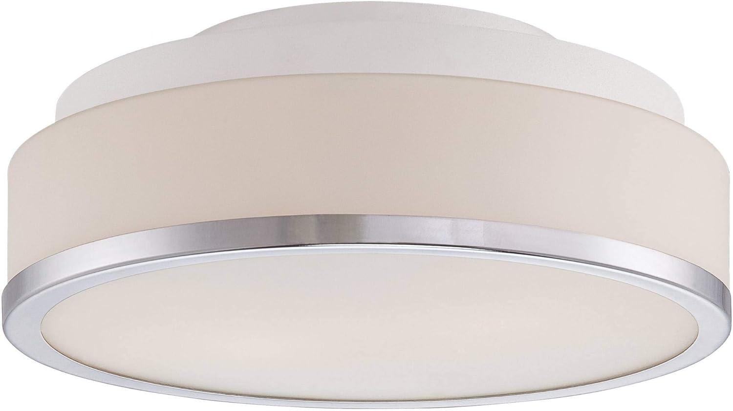 Possini Euro Design Mavis Modern Ceiling Light Flush Mount Fixture 10 1/4" Wide Chrome 2-Light White Opal Glass Shade for Bedroom Kitchen Living Room