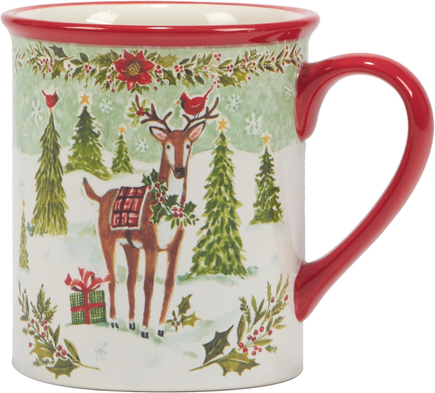 Joy of Christmas Red Ceramic 16 oz Mug Set of 4