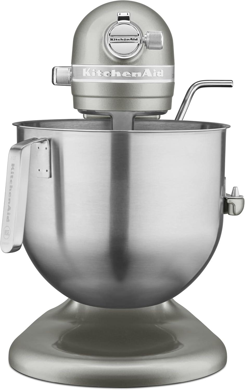 Silver 8-Quart Commercial Countertop Stand Mixer with Gear-Driven Motor