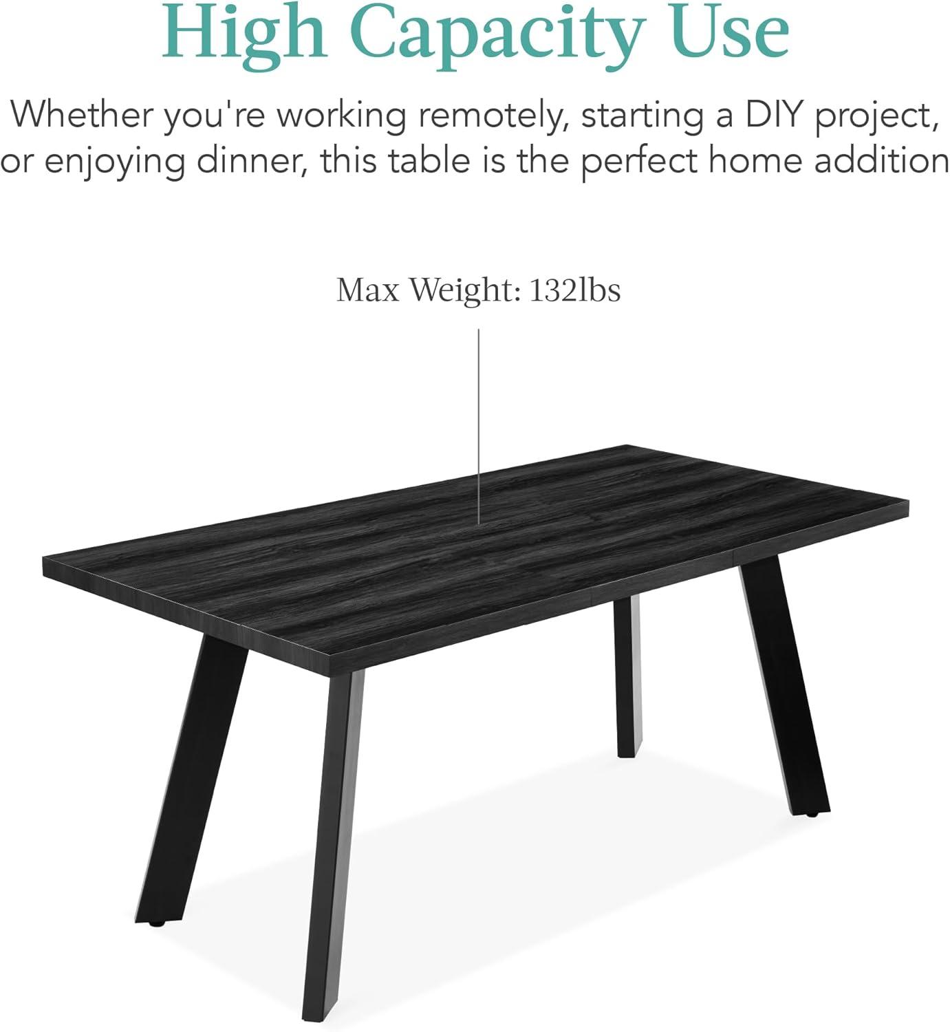 George Oliver Joglar 47 to 63in Modern Extendable Dining Table for 2-6 People w/ Leaf Extension, 2 Locks