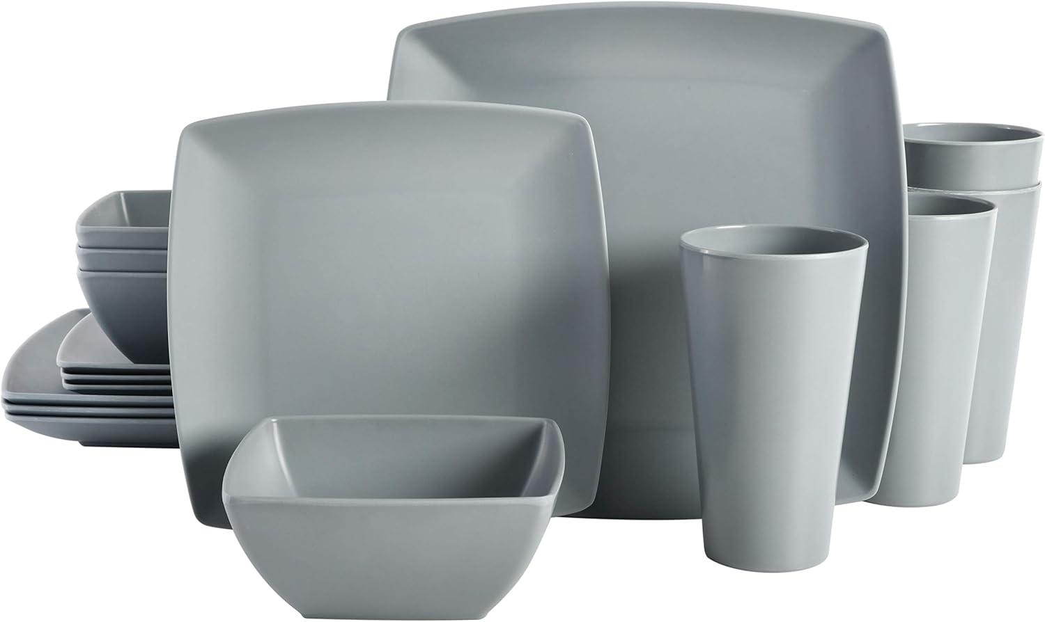 Gibson Home 16 Piece Melamine Dinnerware Set, Service for 4