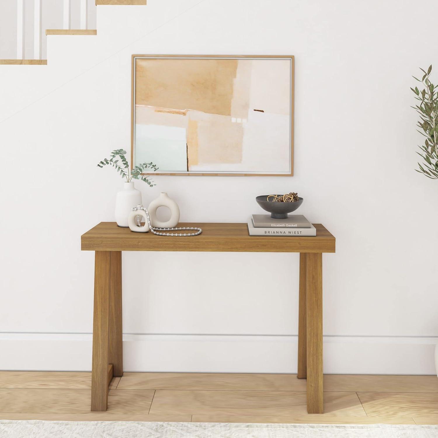 Plank+Beam 46.25” Solid Wood Console Table, Classic Farmhouse Style Sofa Table, Narrow Entryway Table for Hallway