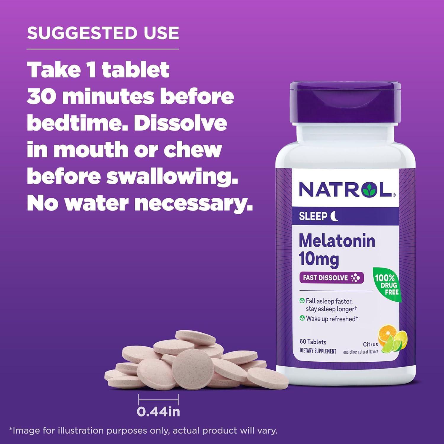 Natrol Melatonin, Citrus, 10 mg, 60 Tablets