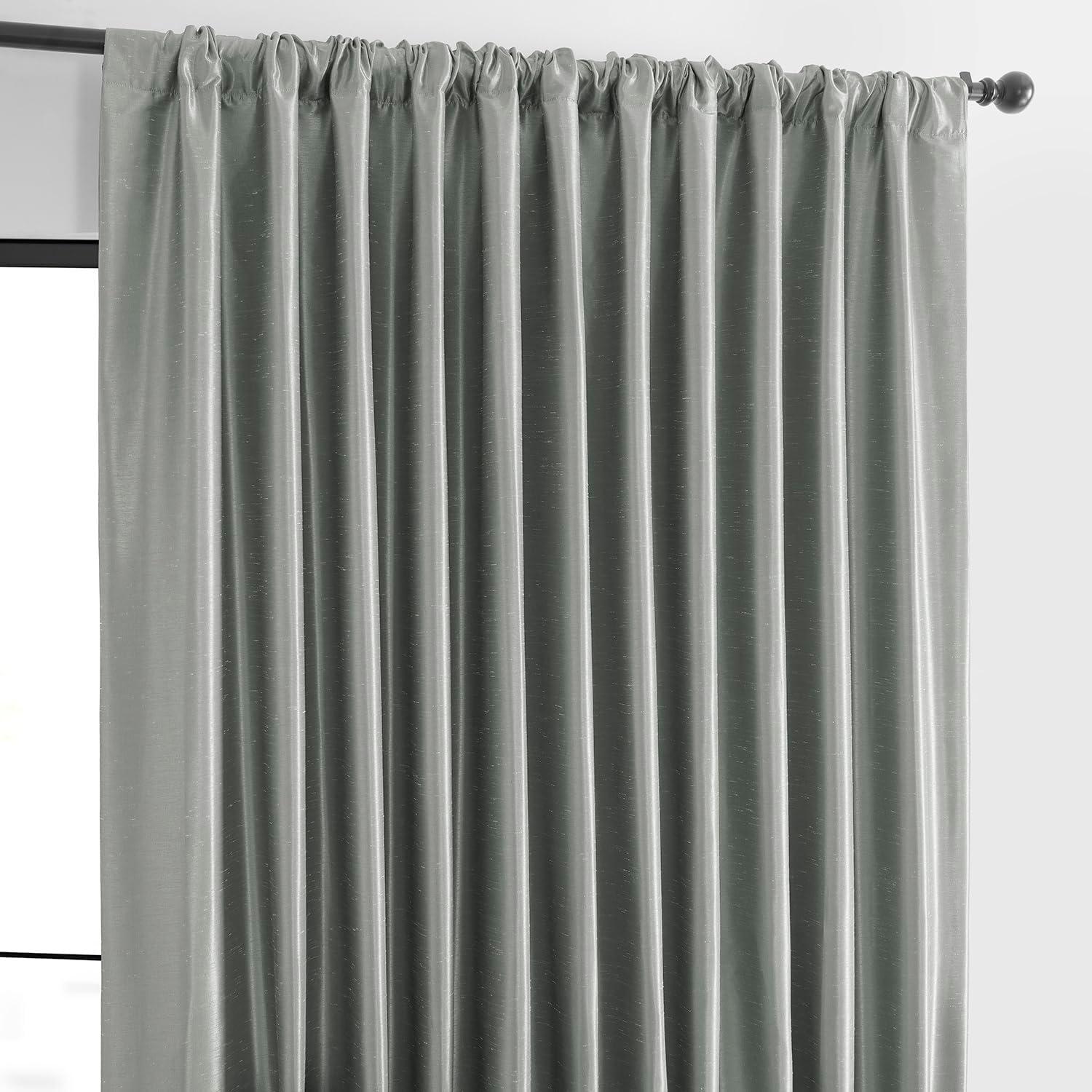 Silver Faux Silk Blackout Curtains 108 Inches Long