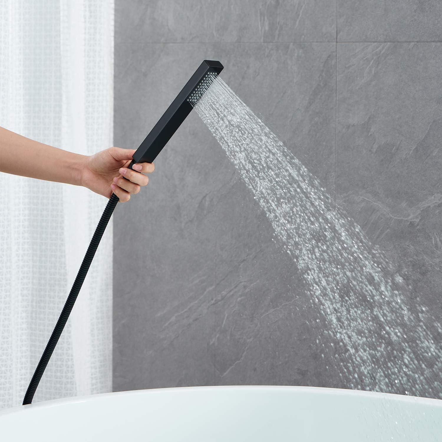 Chrome Freestanding Waterfall Tub Filler with Hand Shower