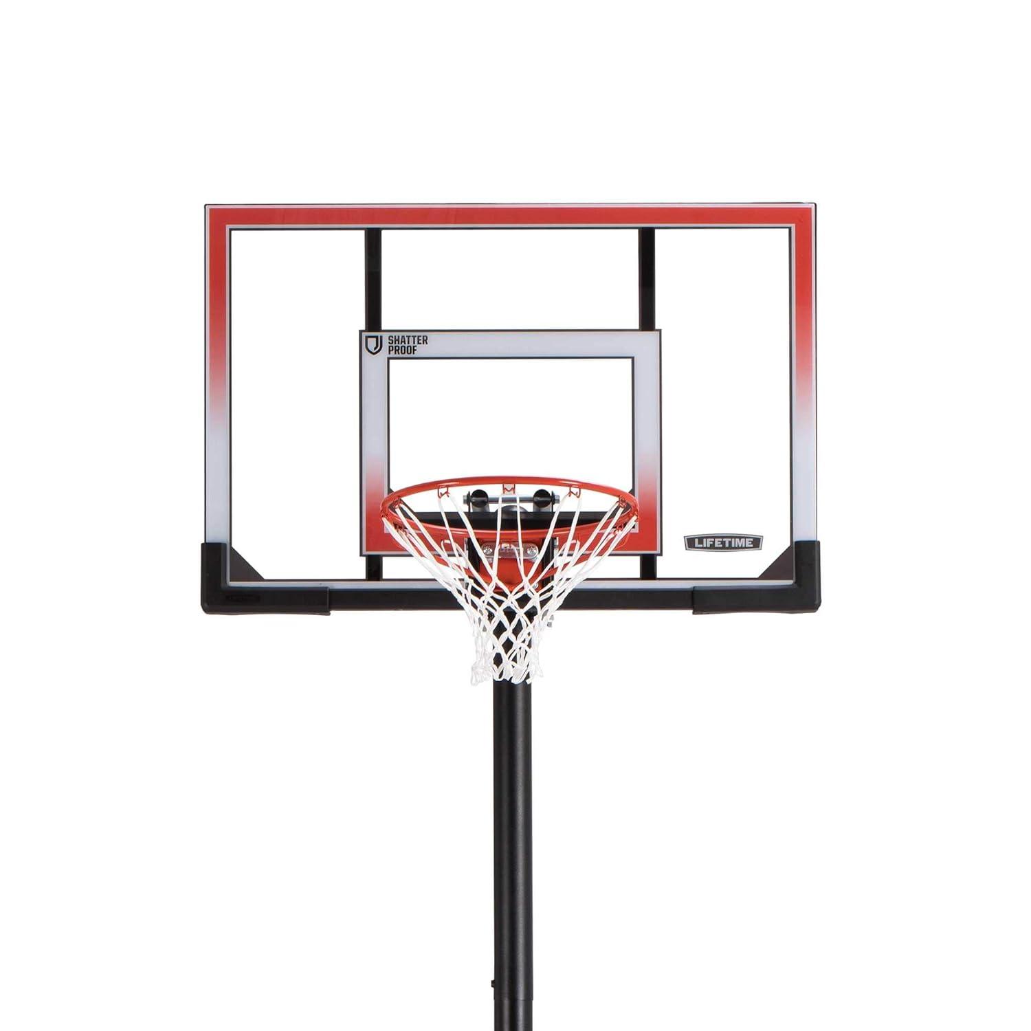 50" Clear Polycarbonate Portable Basketball Hoop with Adjustable Height