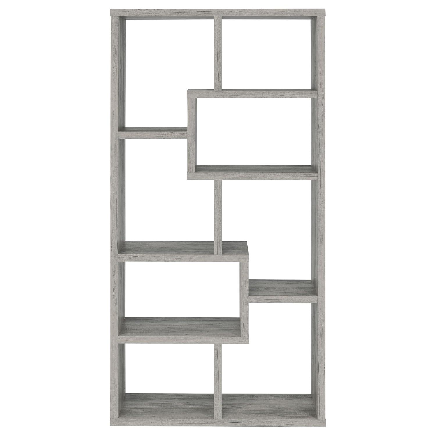 70.75" Theo 8 Shelf Bookcase Gray Driftwood - Coaster