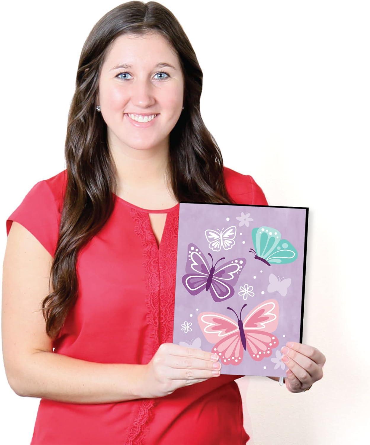 Big Dot of Happiness Beautiful Butterfly - Floral Nursery Wall Art and Kids Room Decor - 7.5 x 10 inches - Set of 3 Prints