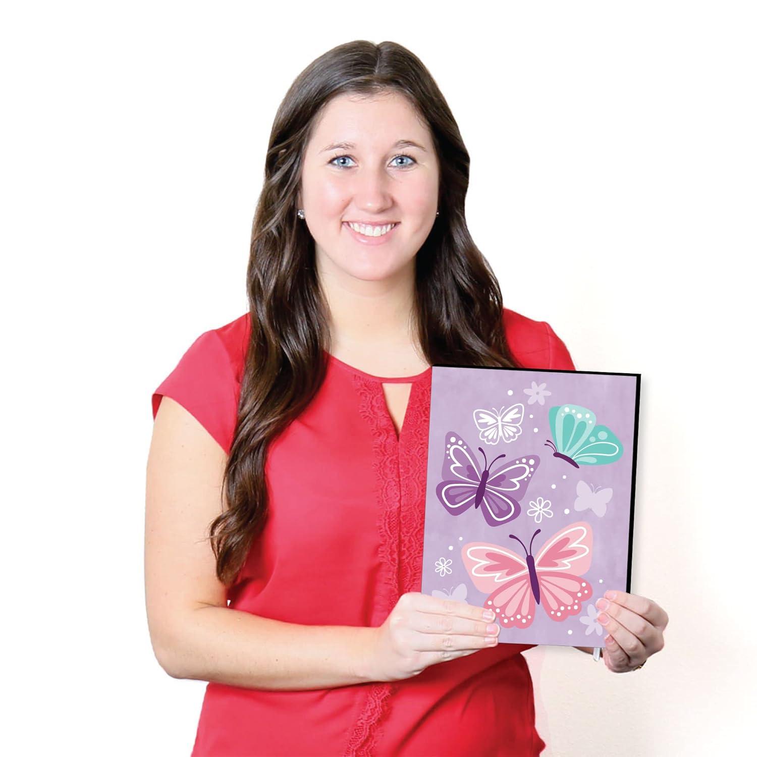 Big Dot of Happiness Beautiful Butterfly - Floral Nursery Wall Art and Kids Room Decor - 7.5 x 10 inches - Set of 3 Prints