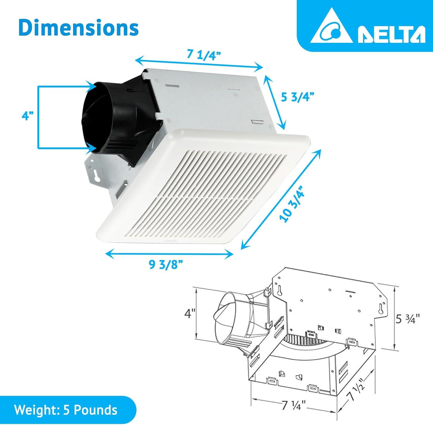 Delta Breez Integrity Exhaust Bathroom Fan 80 CFM with Humidity Sensor, White