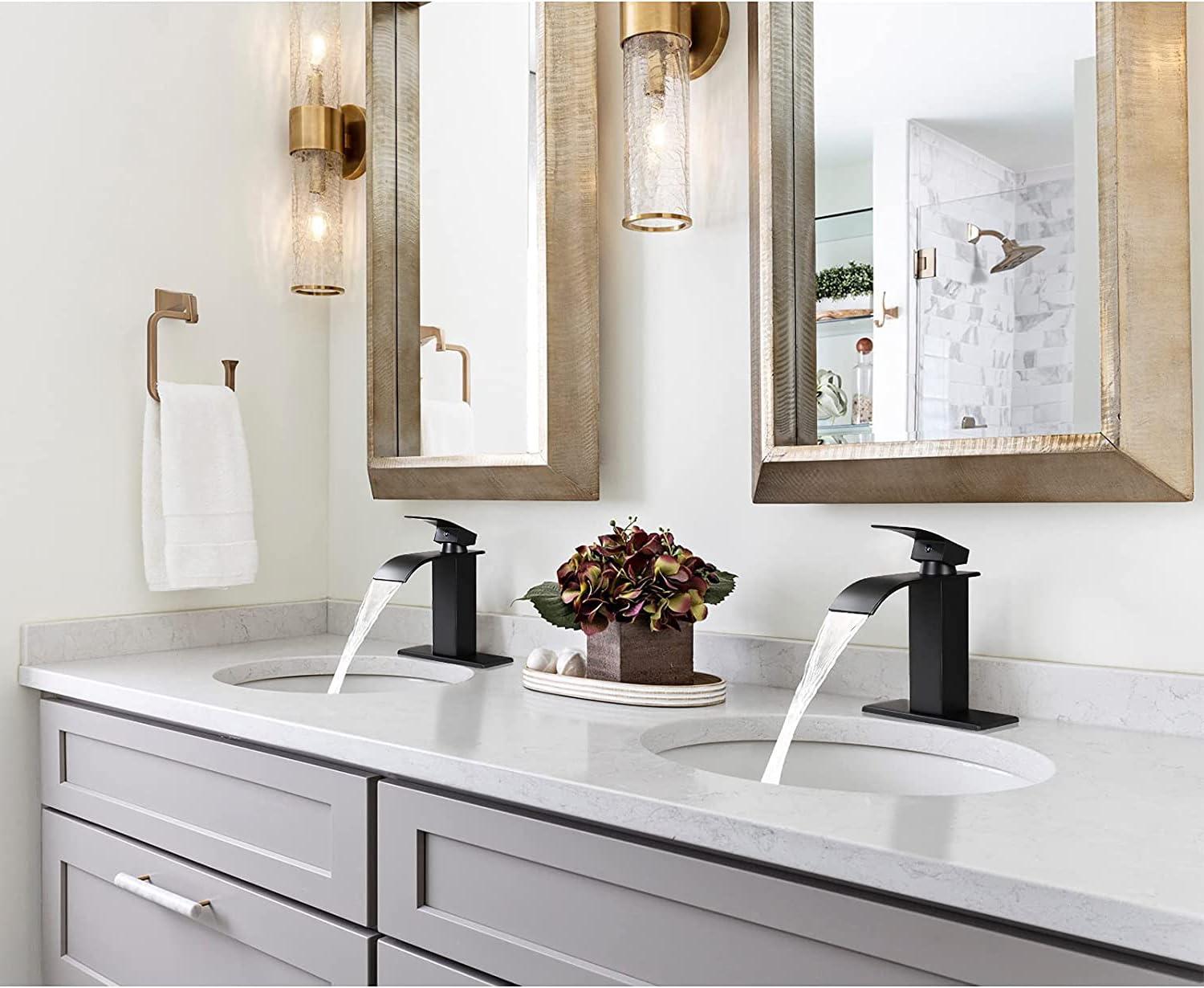 Qomolangma Vessel Sinks Waterfall Bathroom Sink Faucet, Tall Single Handle Bathroom Sink Faucets, Brushed Nickel Bathroom Faucet Suitable for 1 Hole, Staniless Steel Rv Lavatory Vanity Faucet