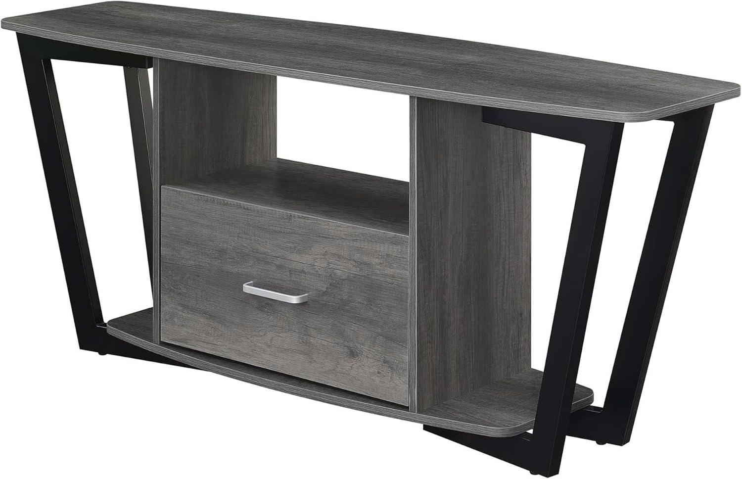 Convenience Concepts Graystone 60 inch 1 Drawer TV Stand with Shelves, Charcoal Gray/Black