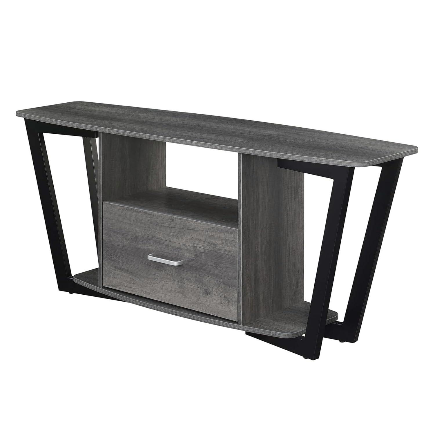 Convenience Concepts Graystone 60 inch 1 Drawer TV Stand with Shelves, Charcoal Gray/Black