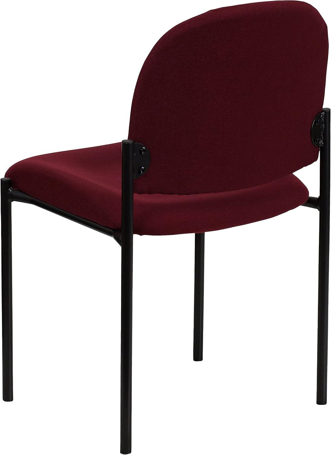 Burgundy Fabric and Vinyl Stackable Metal Side Chair