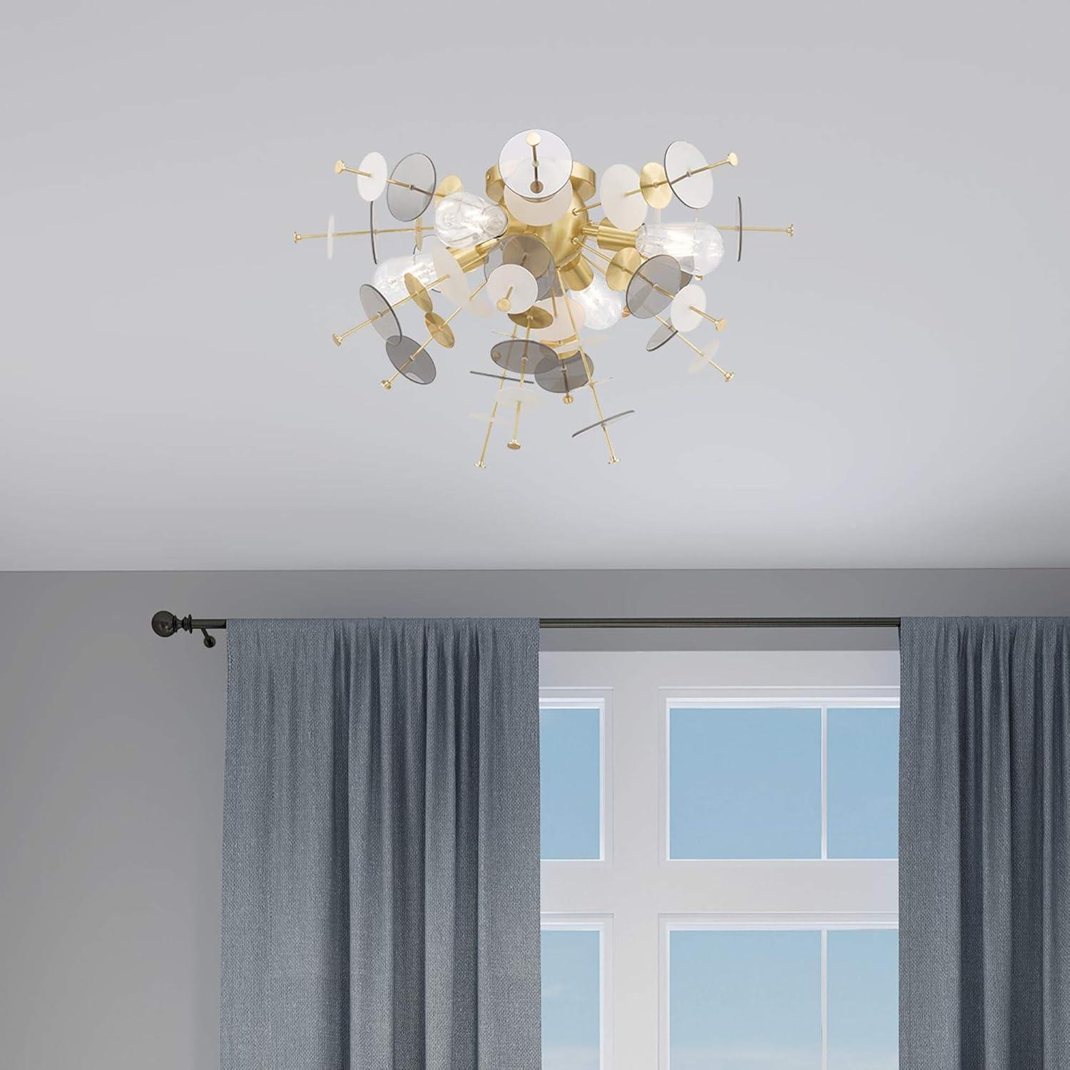 Circulo Polished Chrome 4-Light Ceiling Mount with Geometric Glass Discs