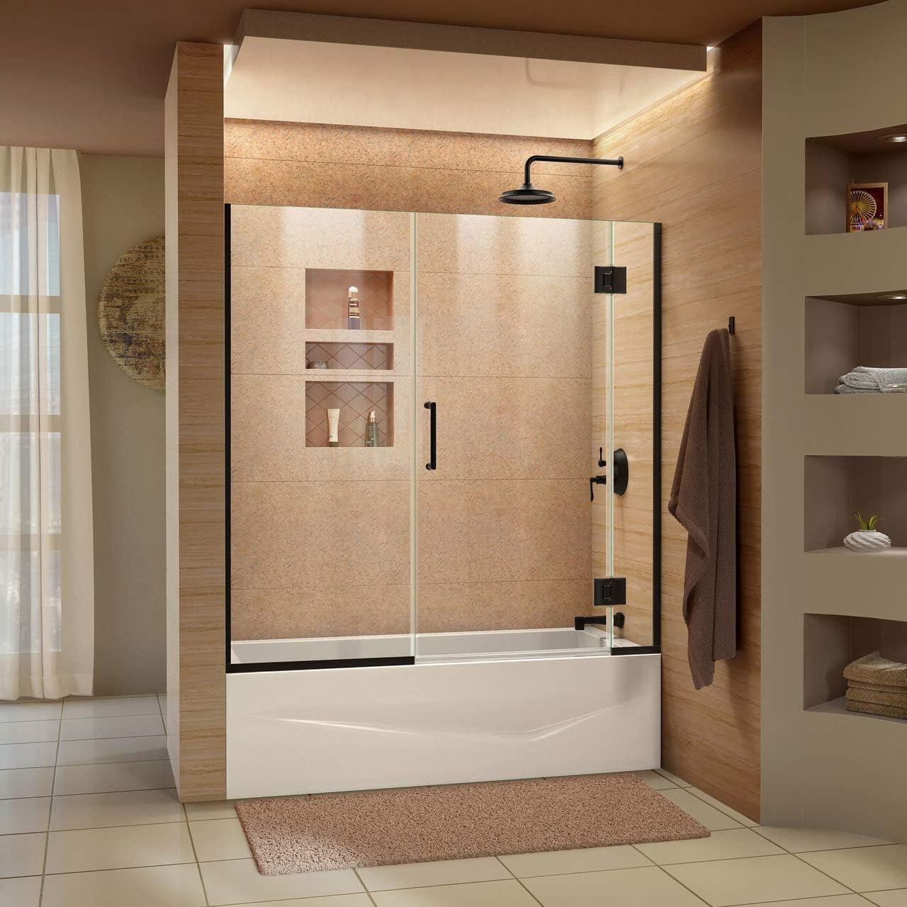 Unidoor-X 58" W x 58" H Hinged Frameless Tub Door