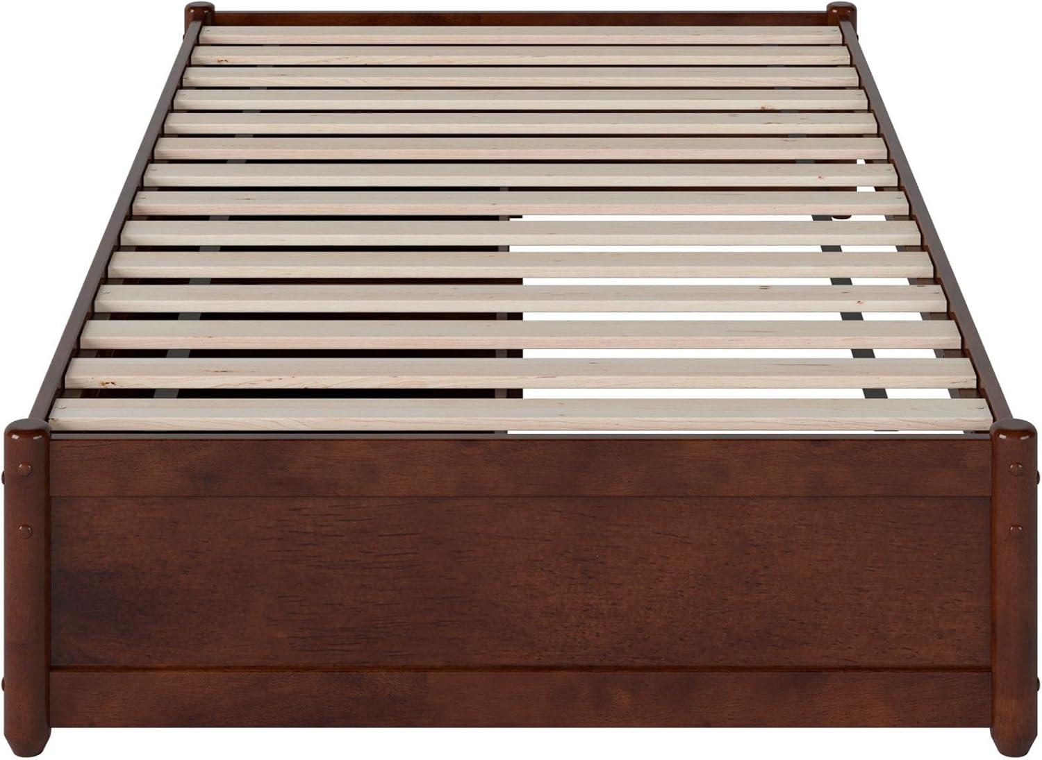 Barcelona King Solid Wood Panel Platform Bed with Storage Drawers in Walnut