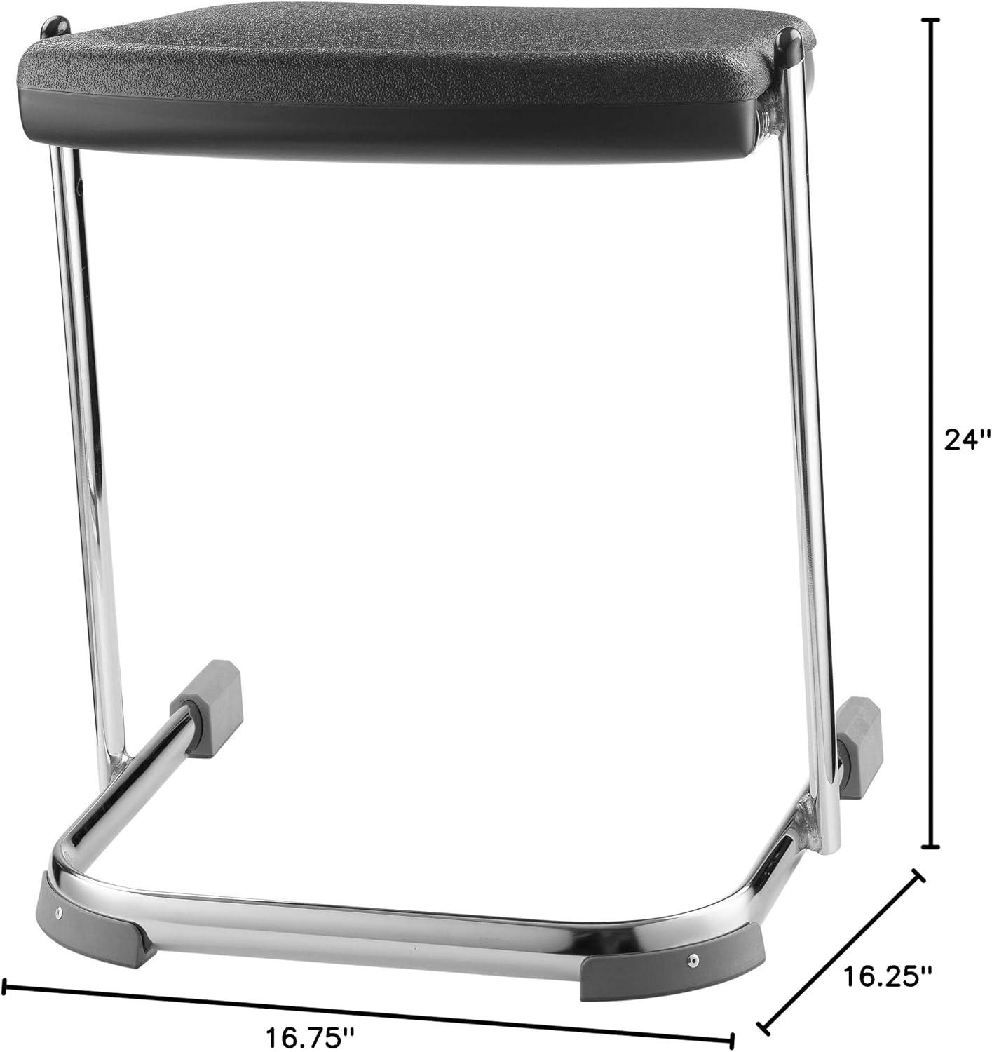 ErgoComfort 20" Black Metal Laboratory Backless Stool