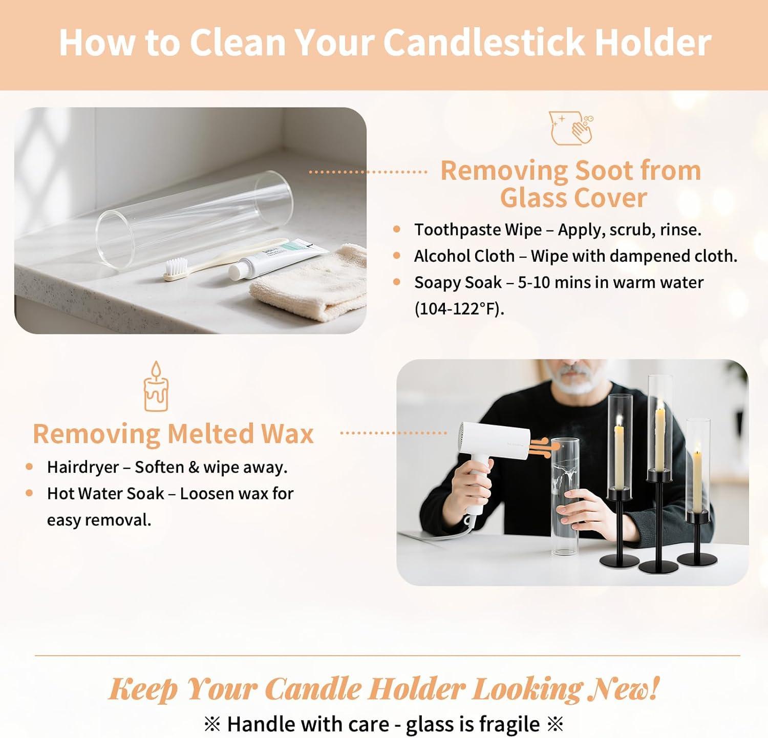 NIERBO Candlestick Holders Hurricane Candle Holder, 3pcs Candle Stick Candle Holder Candelabra (Set of 3)