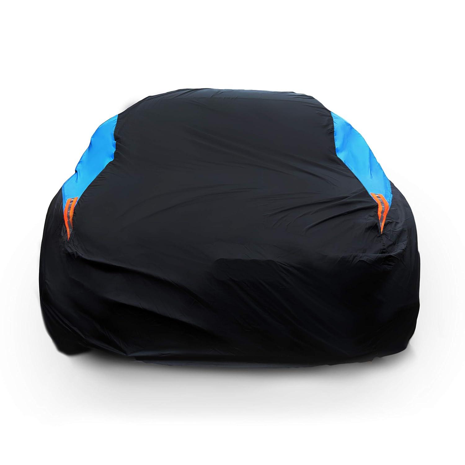 UNIVERSAL WINDOW SOLUTIONS Waterproof Car Cover All Weather Snowproof UV Protection Windproof Outdoor Full Car Cover, Universal Fit For Sedan (Fit Sedan Length 194-206 Inch)
