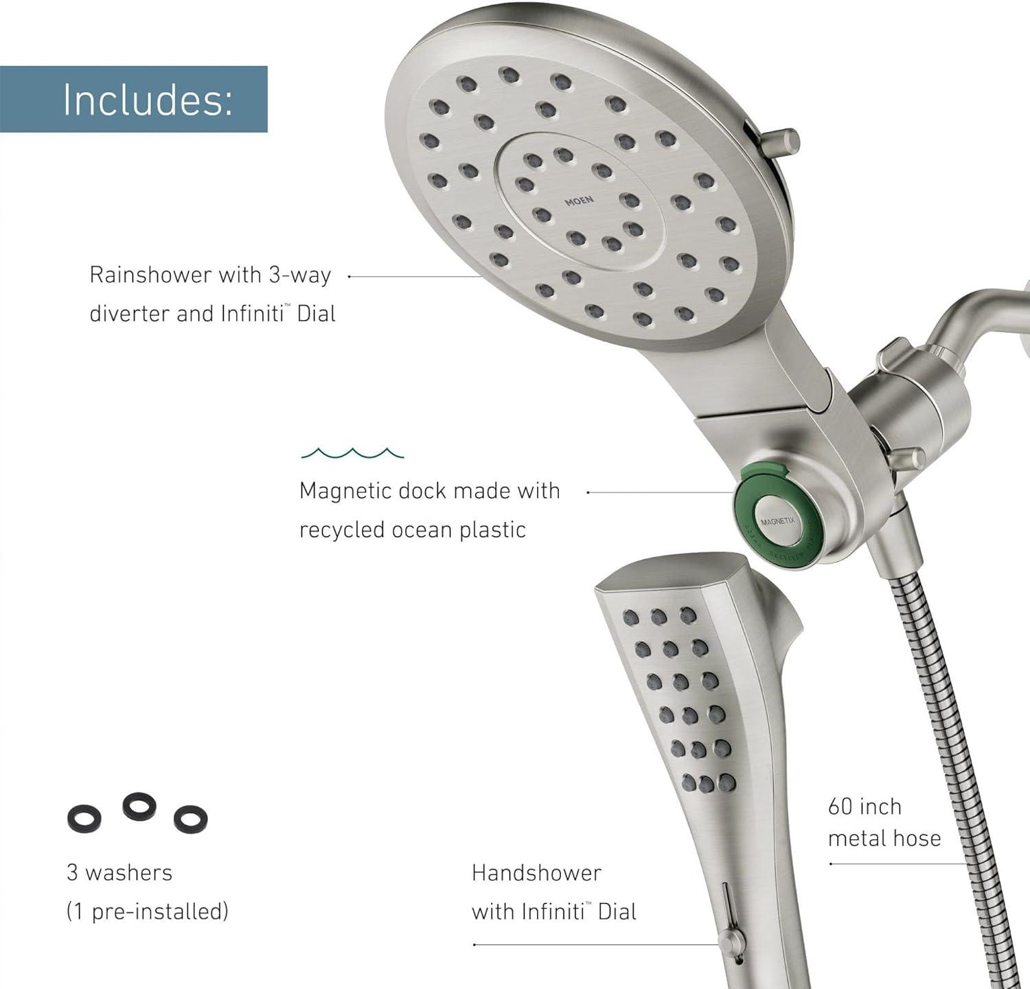 Verso 1.75 GPM Rainshower/Handshower Combination with Infiniti Dial and Magnetix Docking