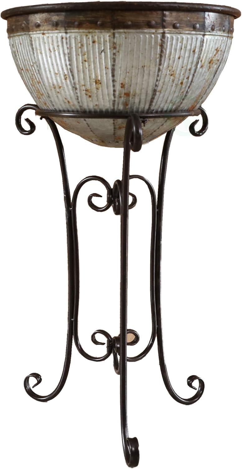 Vintiquewise Galvanized Metal Standing Beverage Cooler Tub with Liner