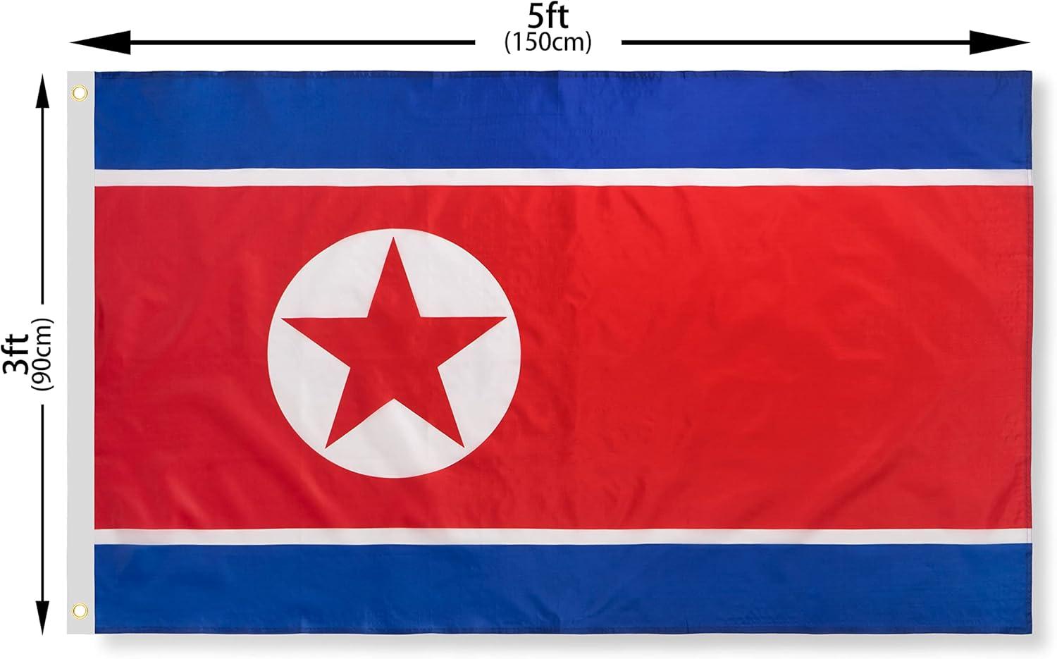 North Korea Flag 3x5 Foot Polyester with Brass Grommets