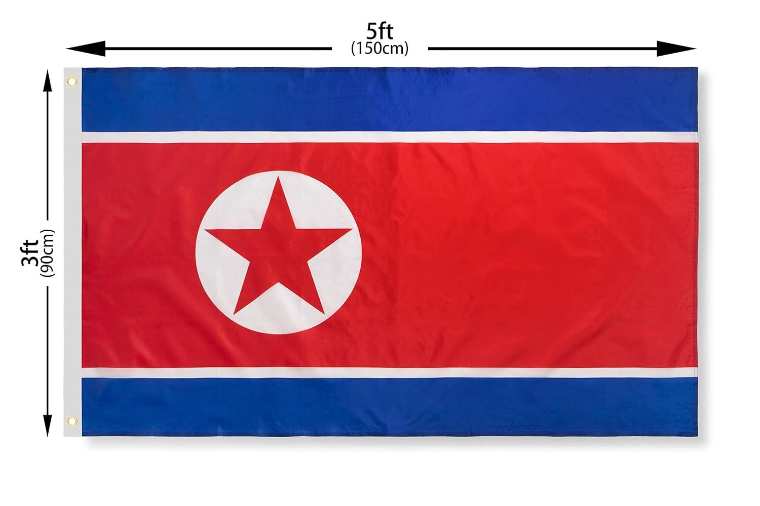 North Korea Flag 3x5 Foot Polyester with Brass Grommets